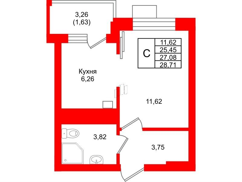 Студия 27 м2 в ЖК Lake City-9 корпус null этаж 5
