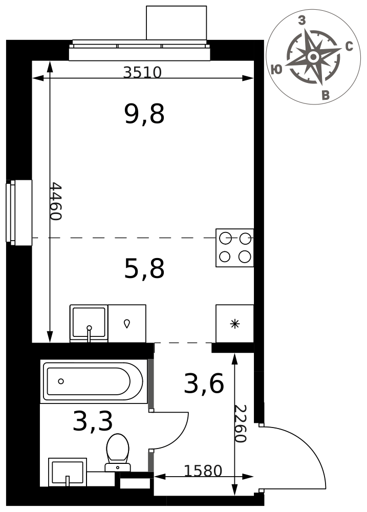 Студия 22 м2 в ЖК 1-й Химкинский корпус null этаж 17