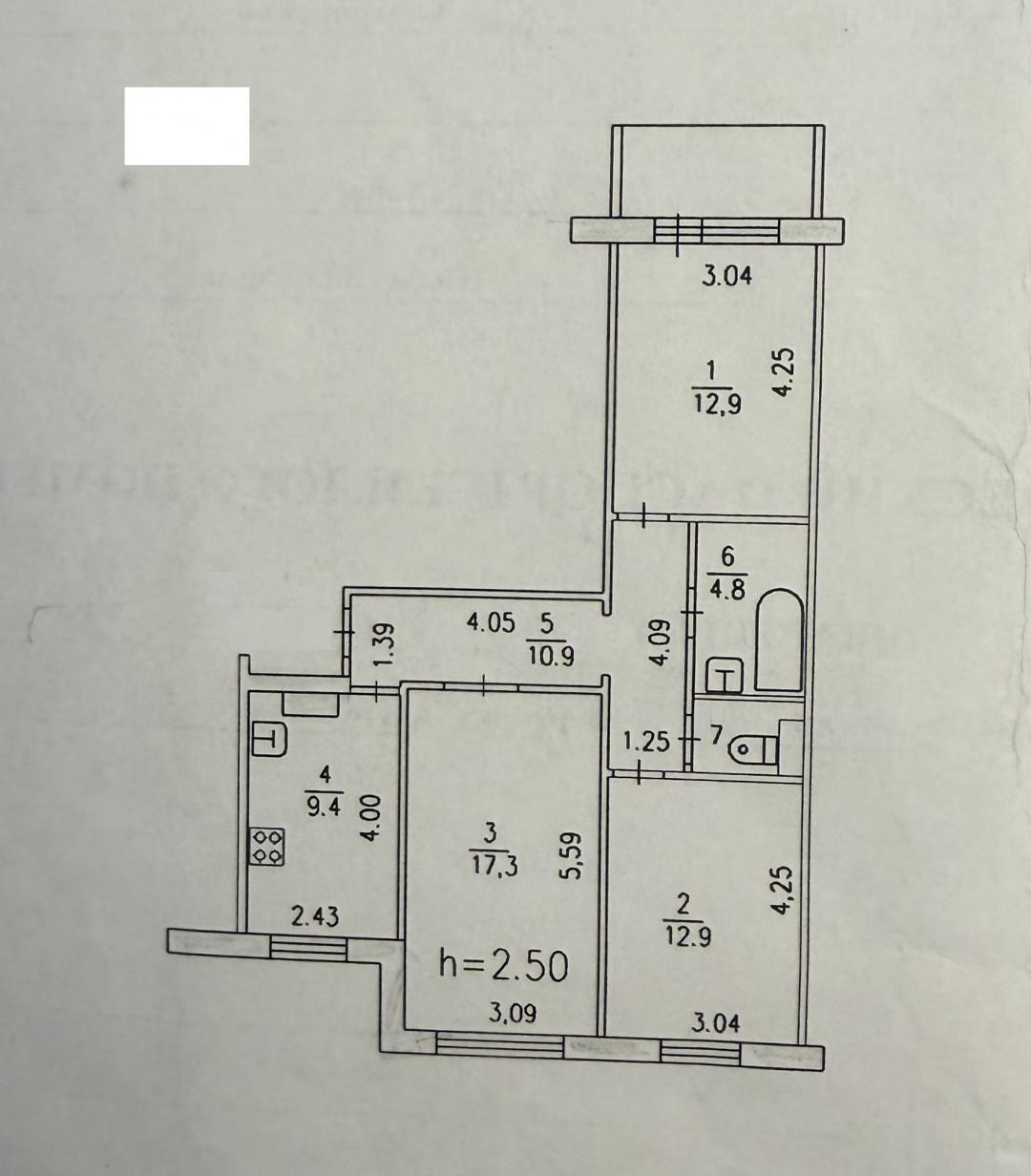 3-комнатная 70 м2 в ЖК undefined корпус null этаж 9