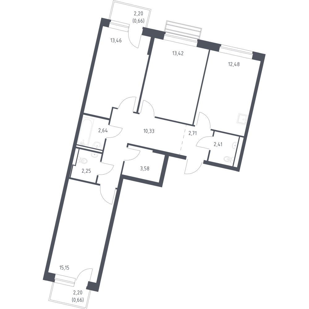 3-комнатная 78 м2 в ЖК Рублёвский Квартал корпус null этаж 9