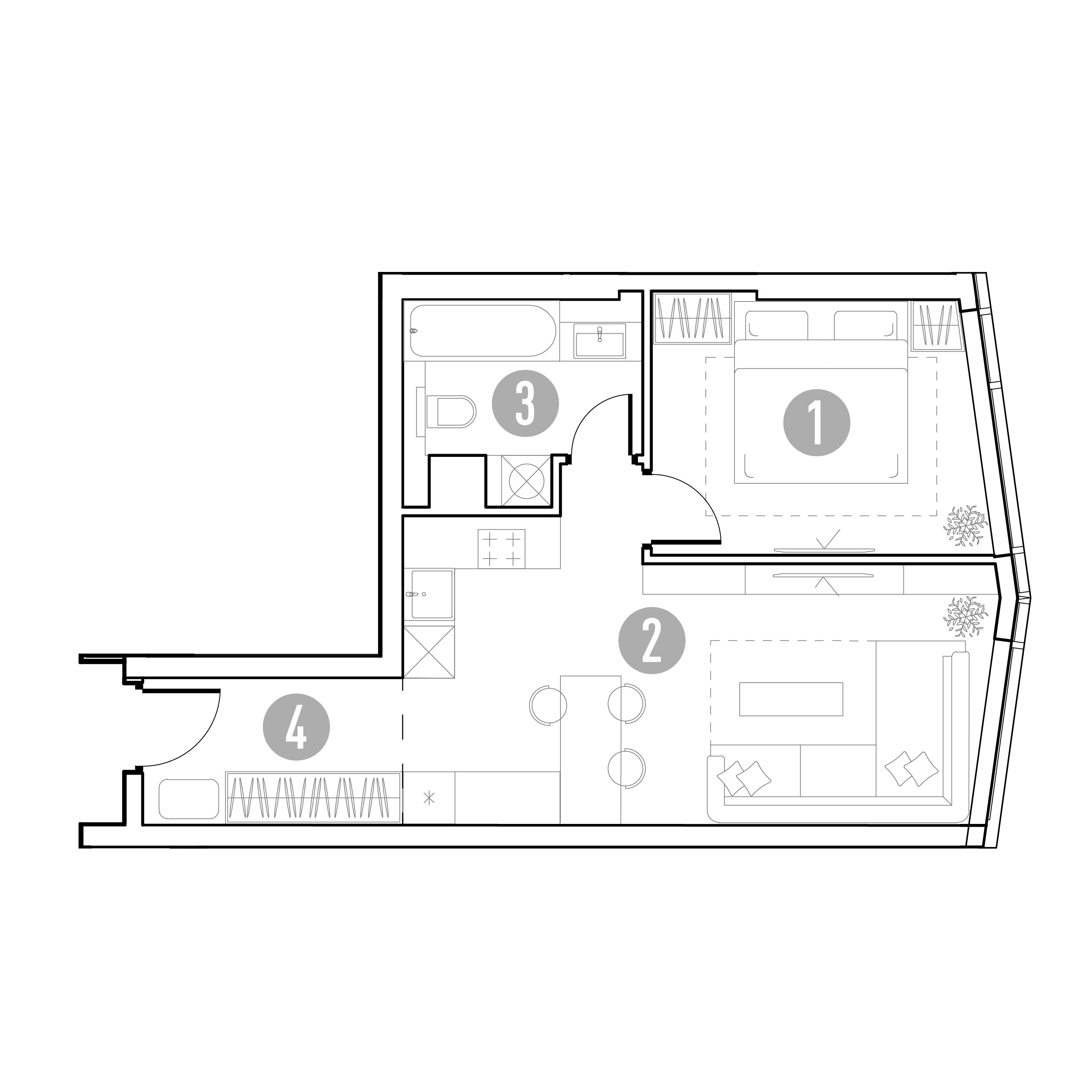 1-комнатная 44 м2 в ЖК UNO.Горбунова корпус null этаж 6