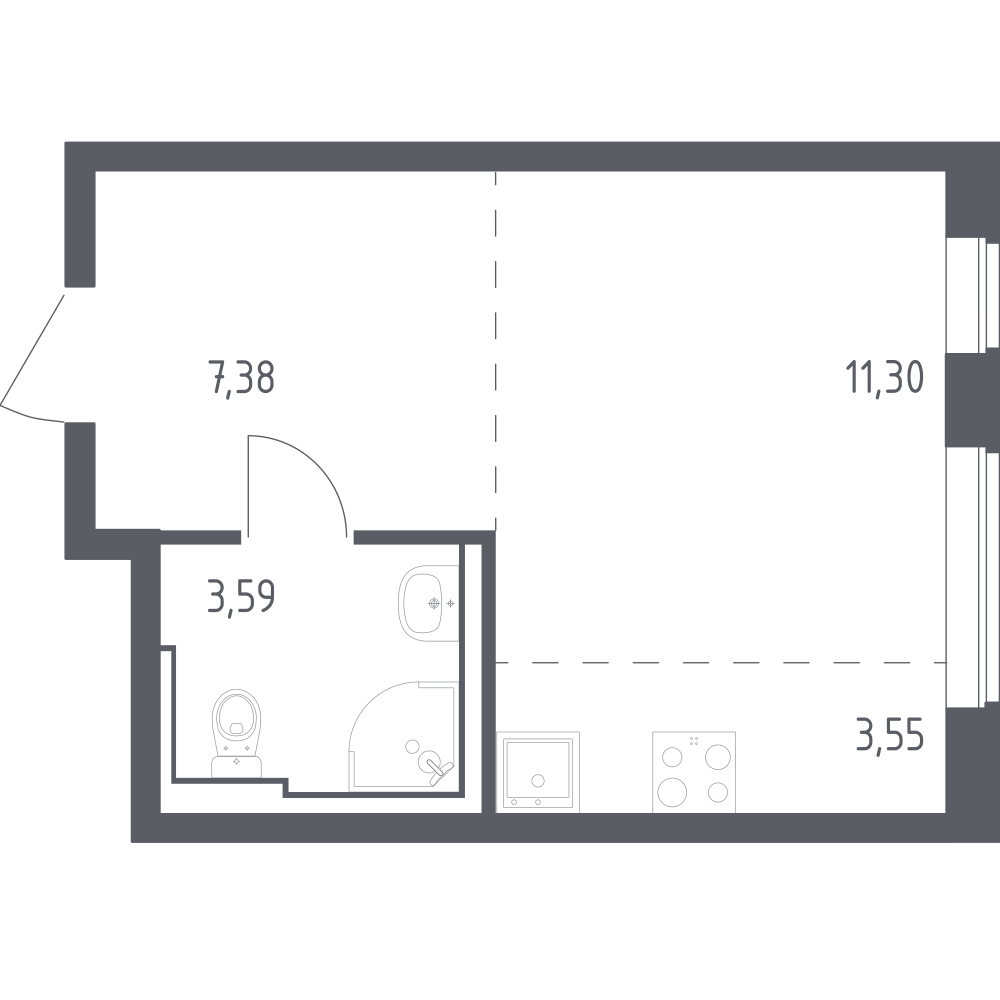 Студия 25 м2 в ЖК Остафьево корпус null этаж 6