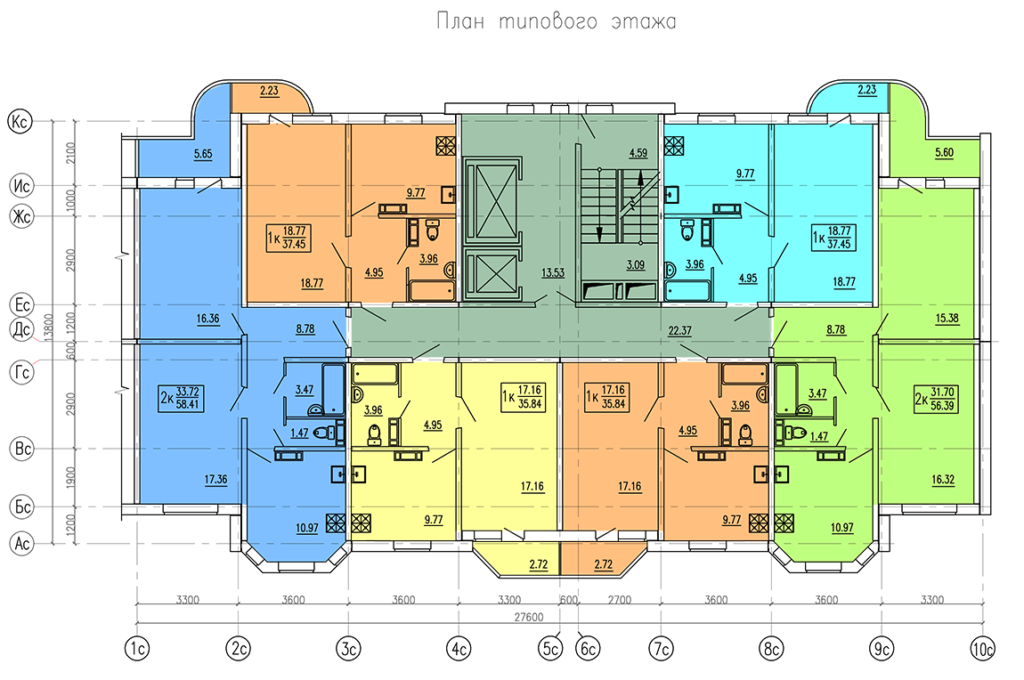 2-комнатная 56.4 м2 в ЖК undefined корпус null этаж 15