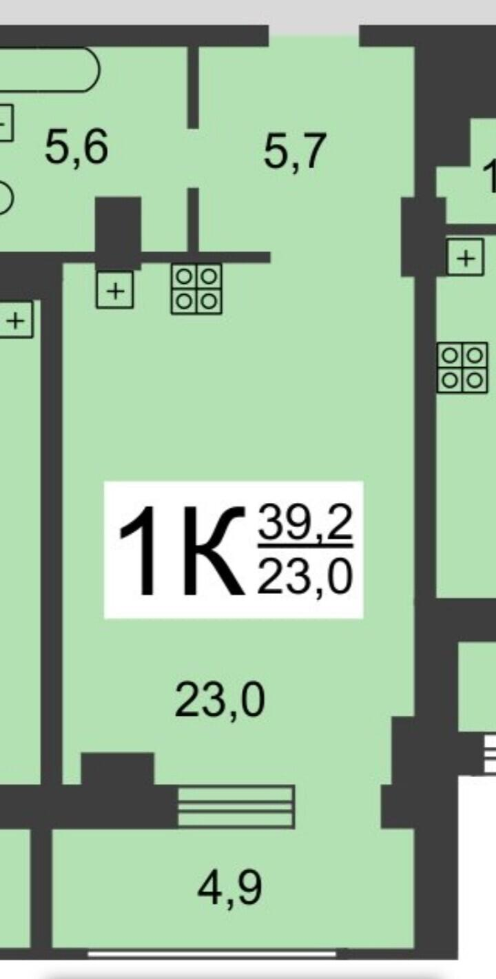 1-комнатная 39.2 м2 в ЖК undefined корпус null этаж 15