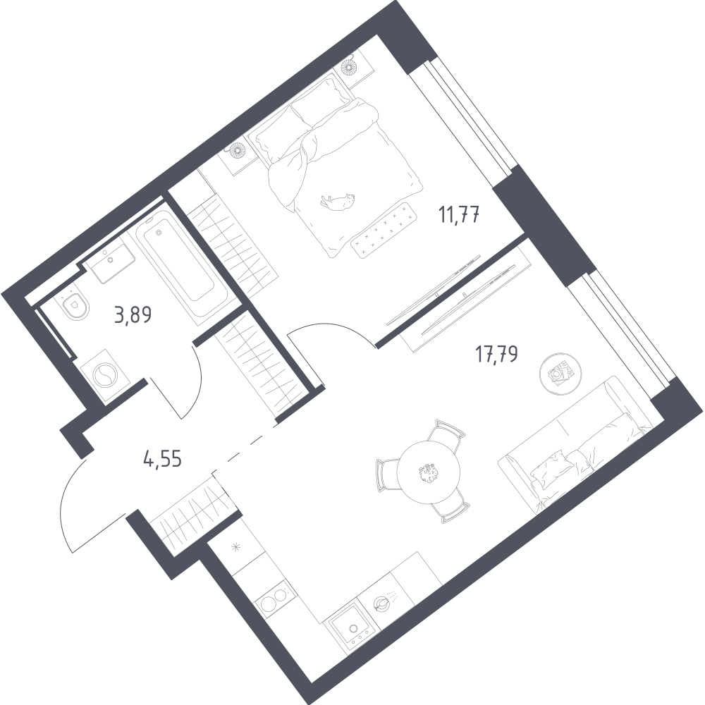 1-комнатная 38 м2 в ЖК Литературный Квартал корпус null этаж 8