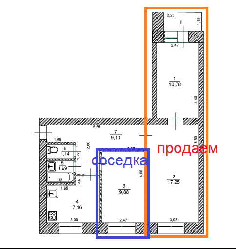3-комнатная 57.3 м2 в ЖК undefined корпус null этаж 3