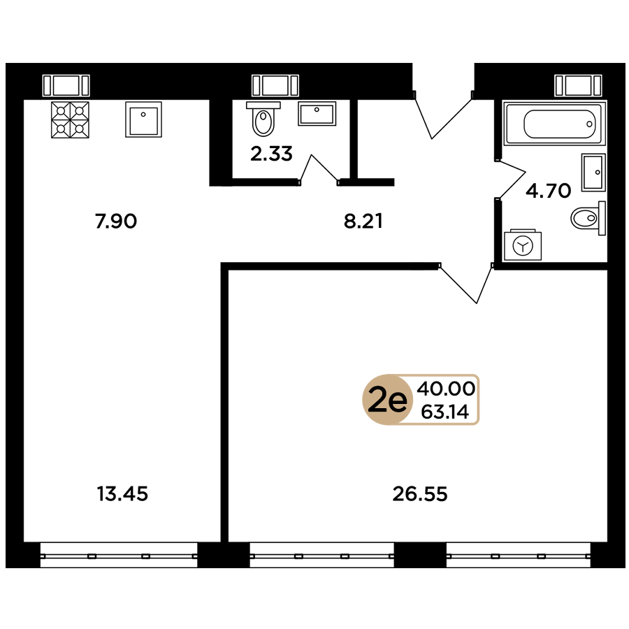 1-комнатная 63 м2 в ЖК Легенда корпус null этаж 10