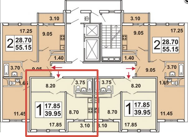1-комнатная 38.5 м2 в ЖК undefined корпус null этаж 15