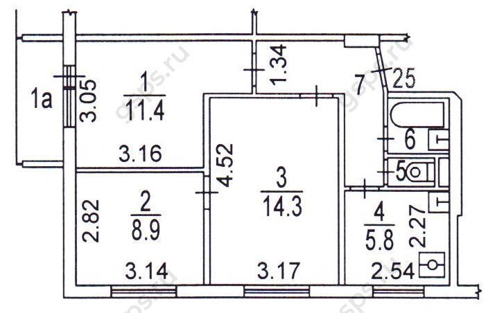 3-комнатная 50 м2 в ЖК undefined корпус null этаж 5