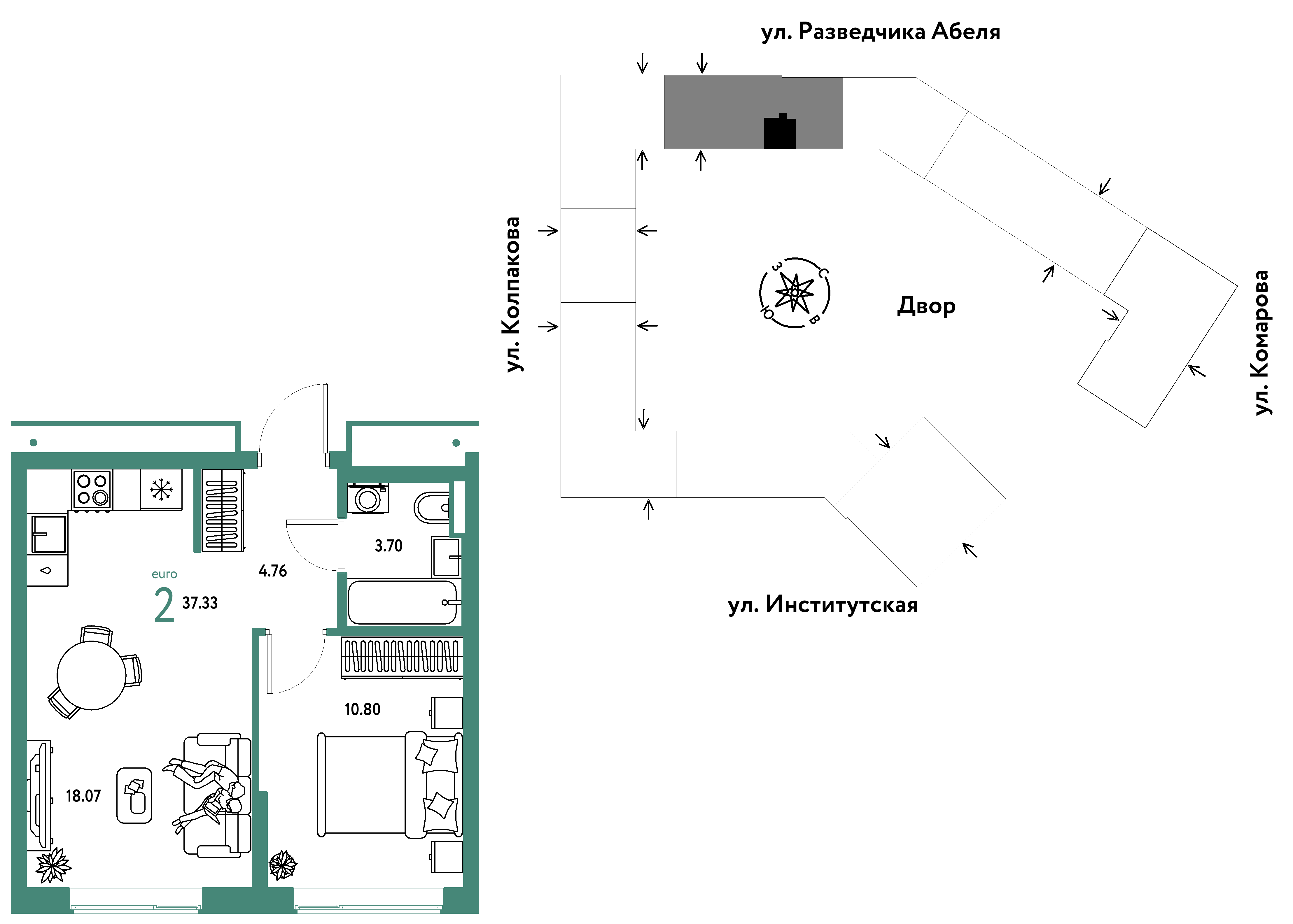 Студия 37 м2 в ЖК Страна.Парковая корпус null этаж 14