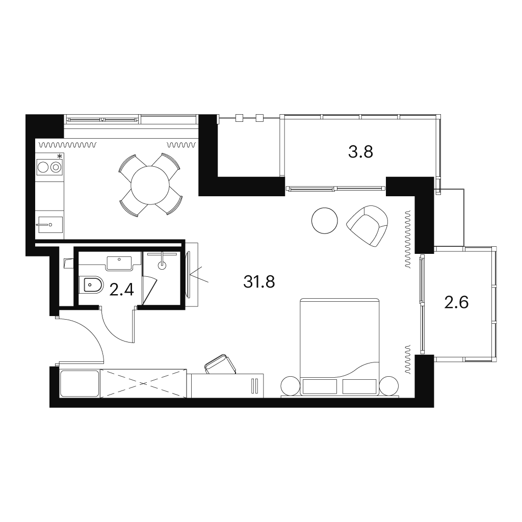 1-комнатная 40 м2 в ЖК Аквилон Сигнал корпус null этаж 14