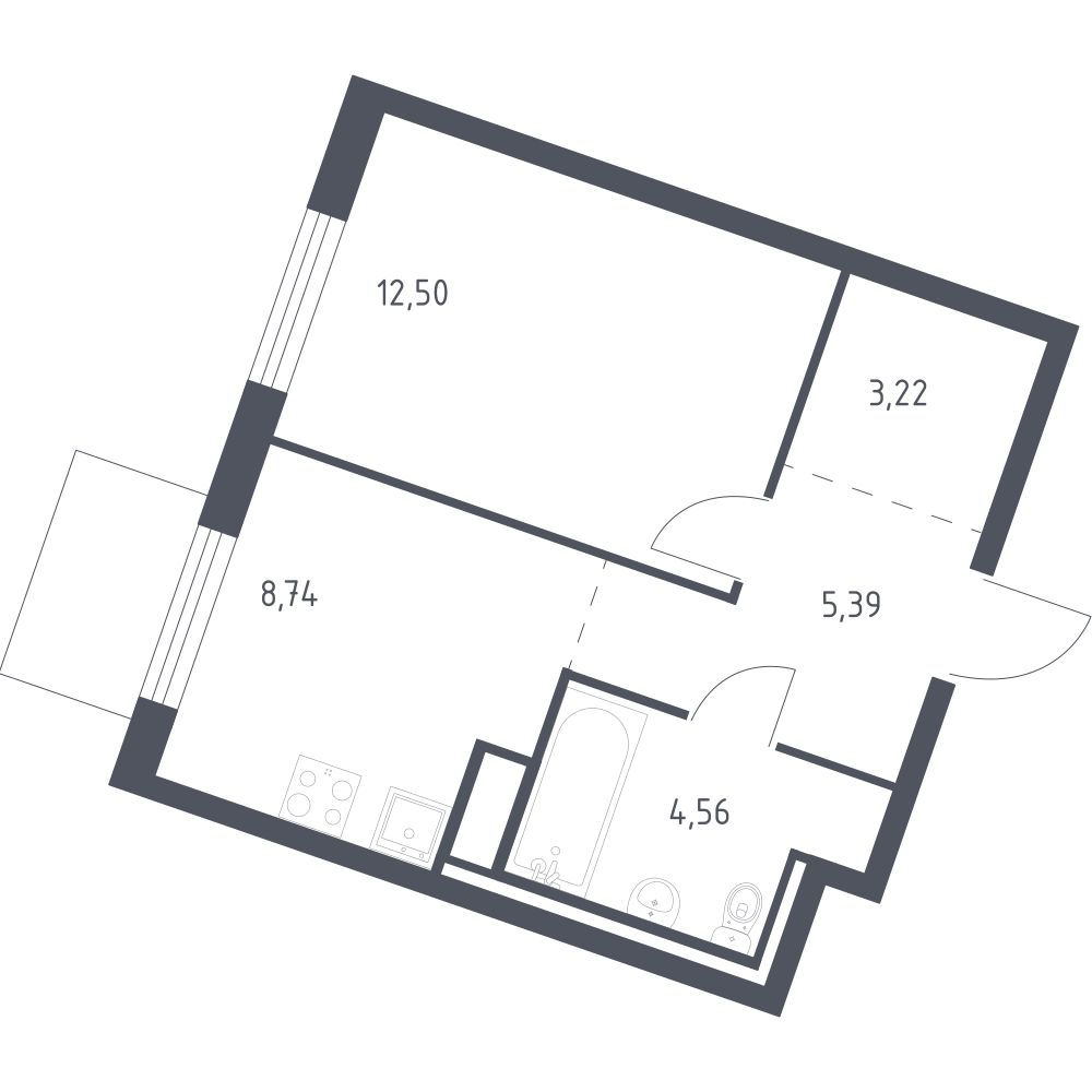 1-комнатная 34 м2 в ЖК Квартал Лаголово корпус null этаж 3
