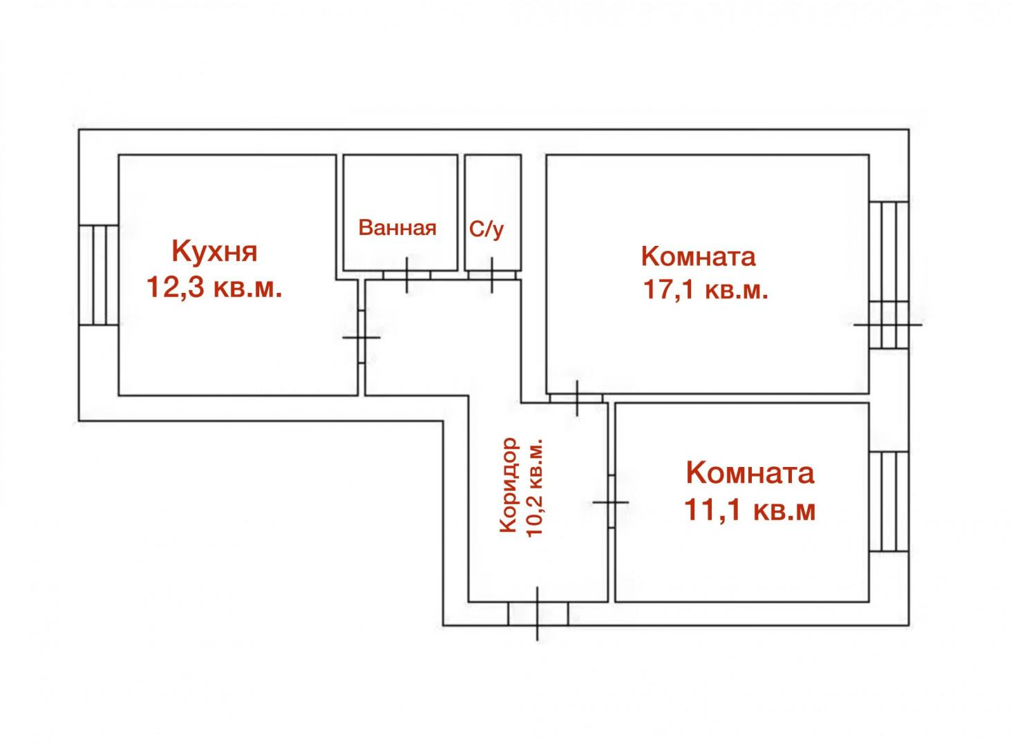 2-комнатная 55 м2 в ЖК undefined корпус null этаж 5