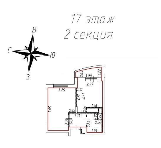 1-комнатная 31.4 м2 в ЖК undefined корпус null этаж 17