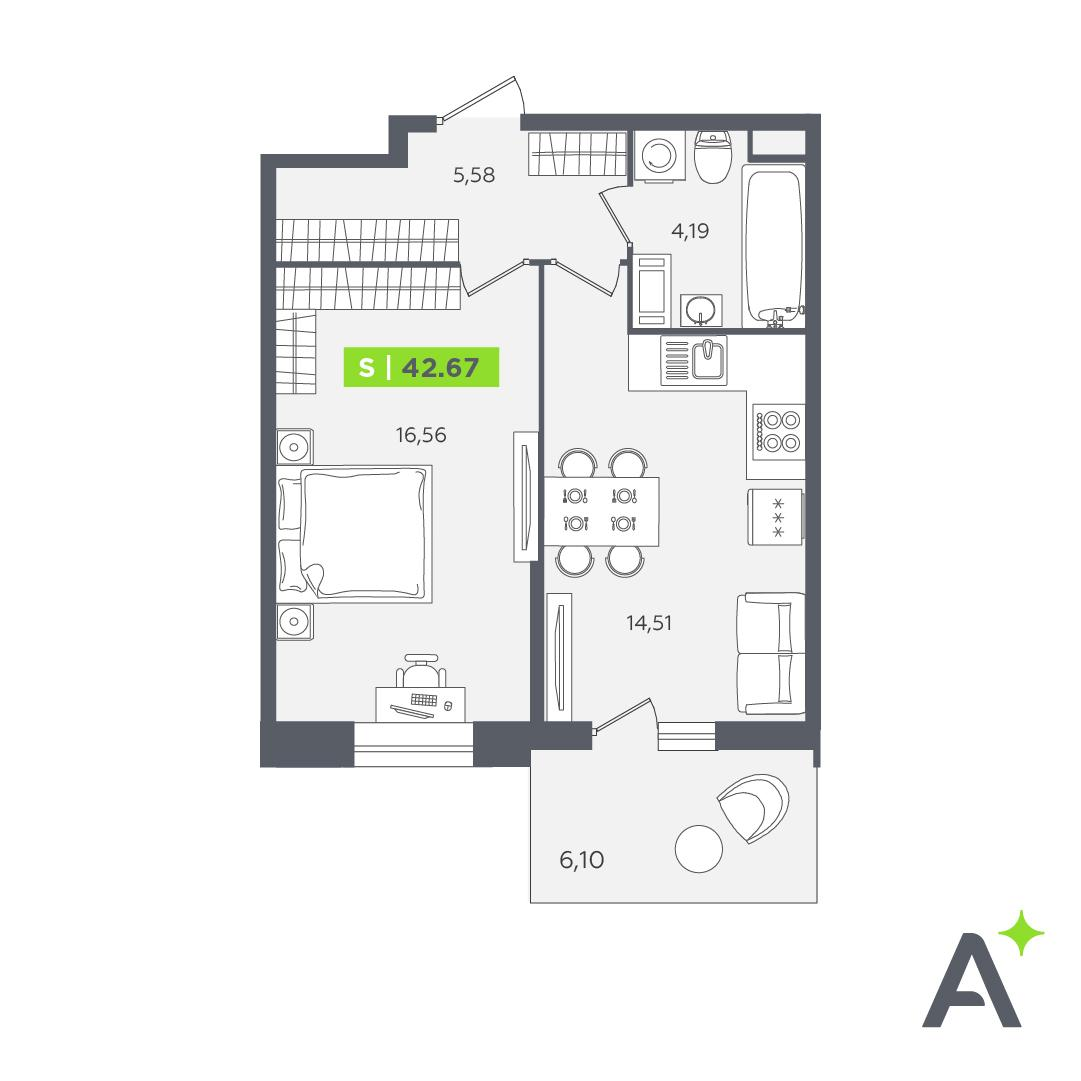 Студия 42 м2 в ЖК Аквилон STORIES корпус null этаж 11