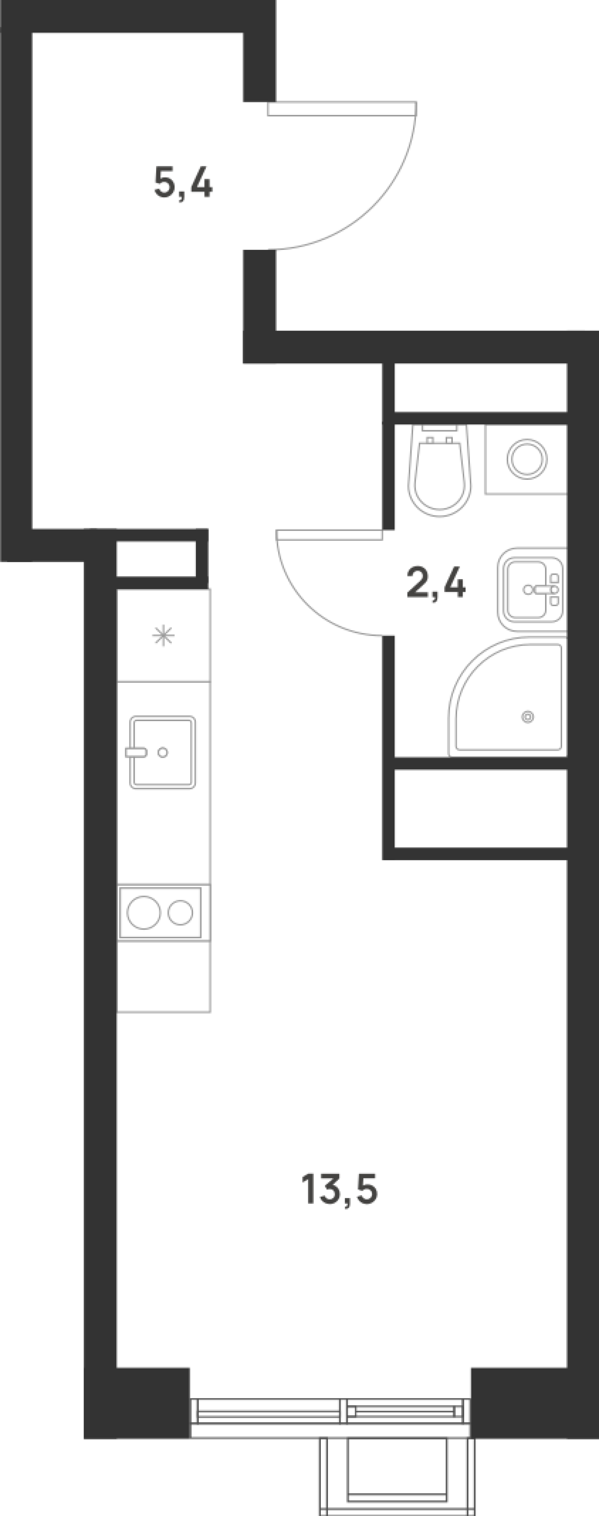 Студия 21 м2 в ЖК Форевиль корпус null этаж 17