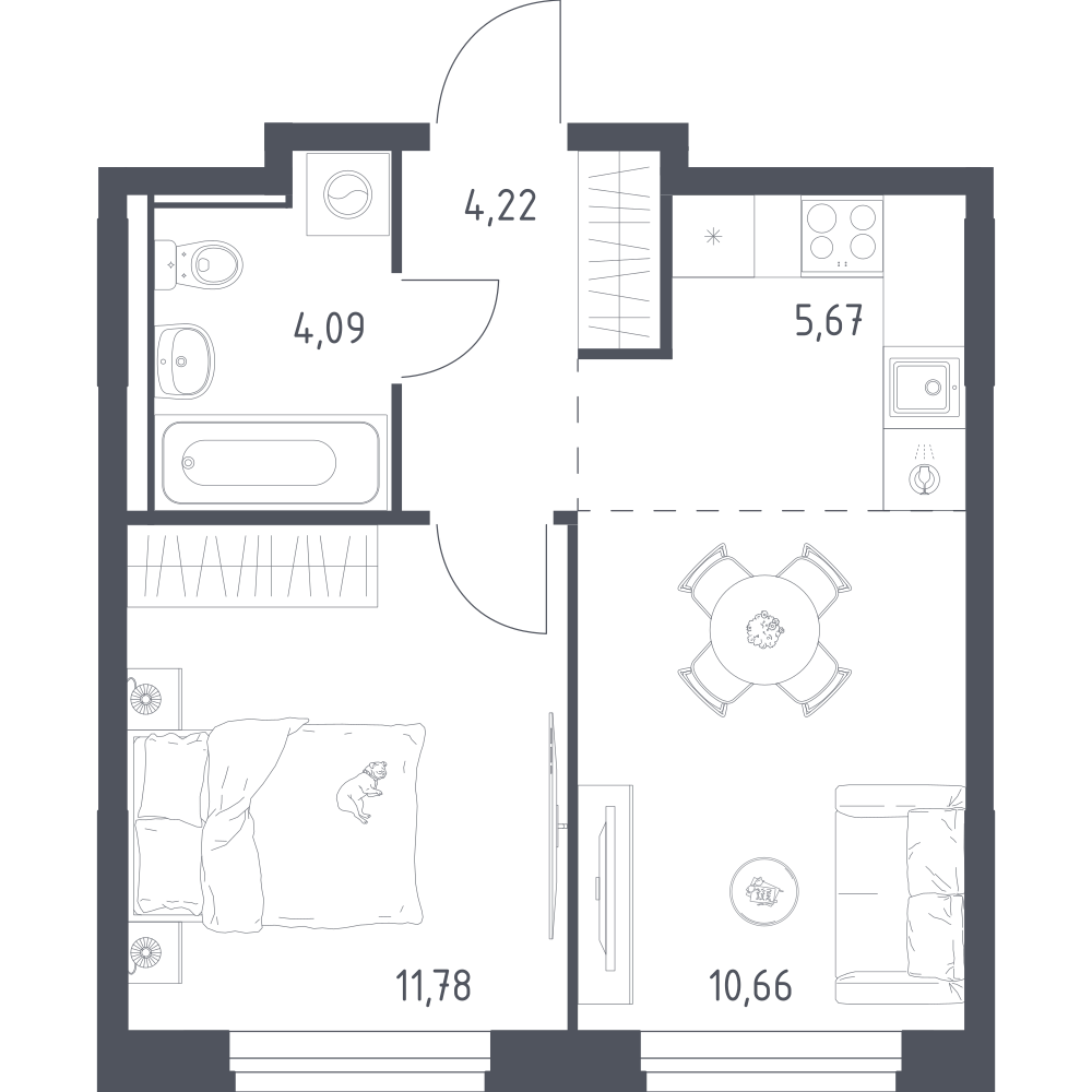 Студия 36 м2 в ЖК Квартал Ивакино корпус null этаж 2