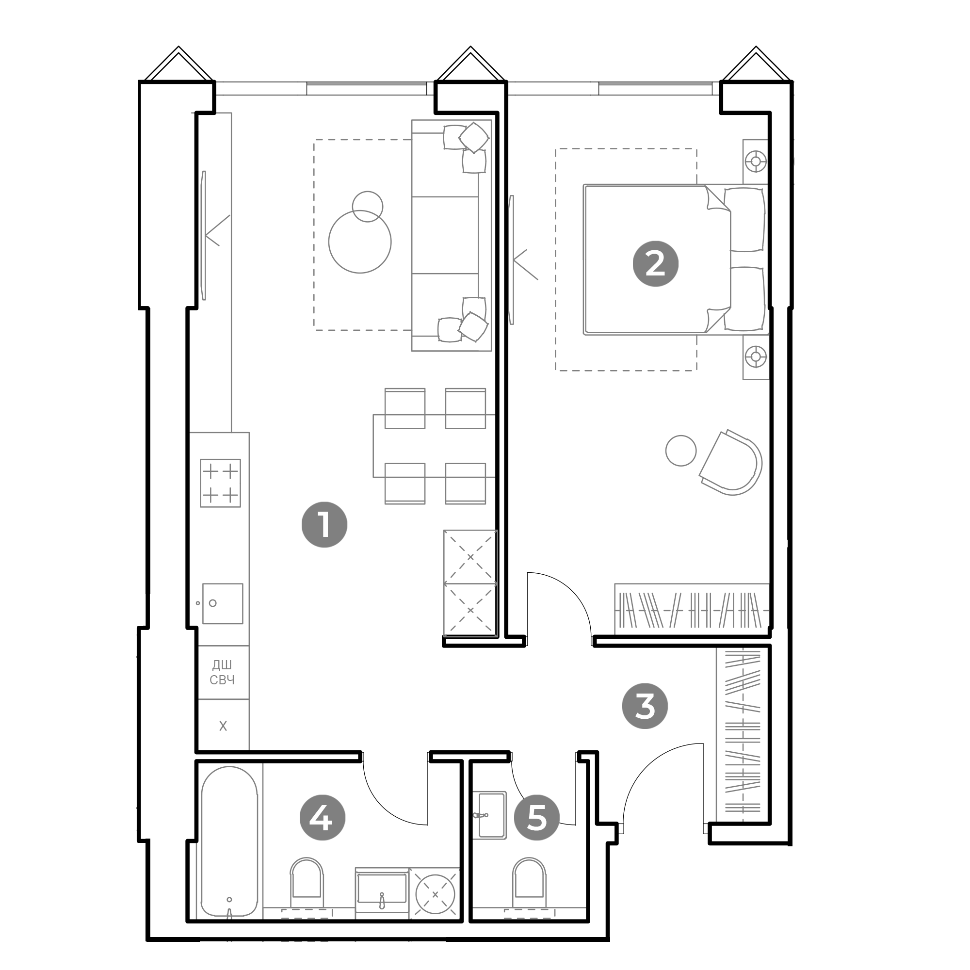 2-комнатная 57 м2 в ЖК Nametkin Tower корпус null этаж 18
