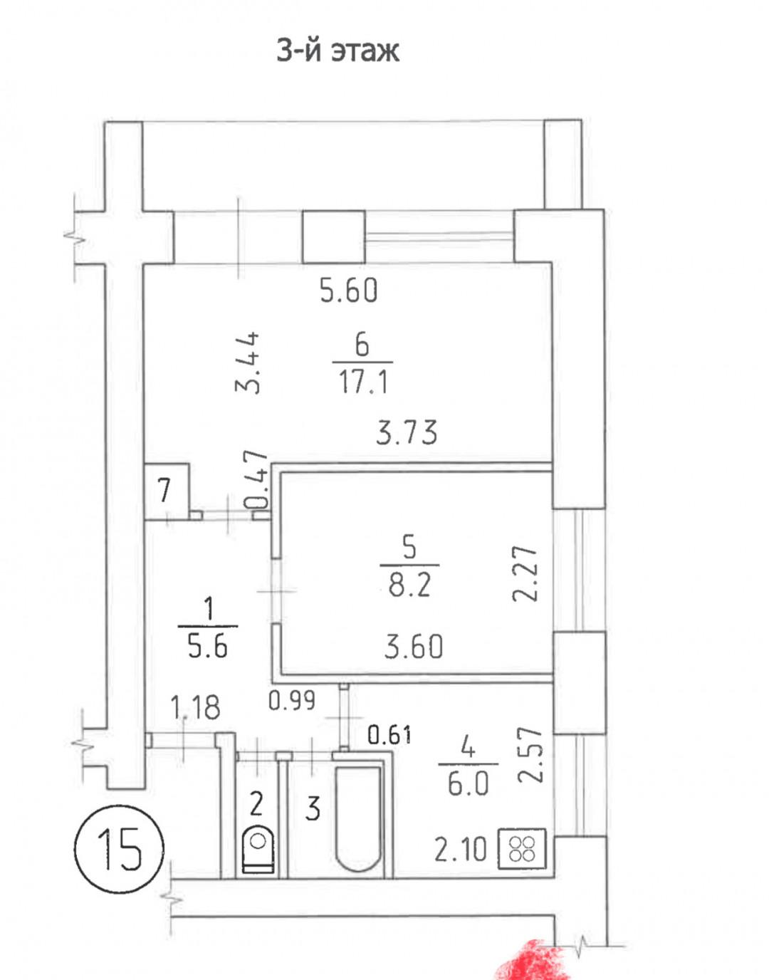 2-комнатная 47.2 м2 в ЖК undefined корпус null этаж 3