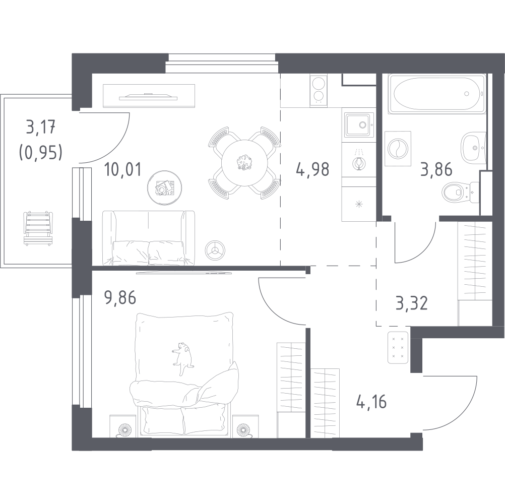 Студия 37 м2 в ЖК Донские Легенды корпус null этаж 6