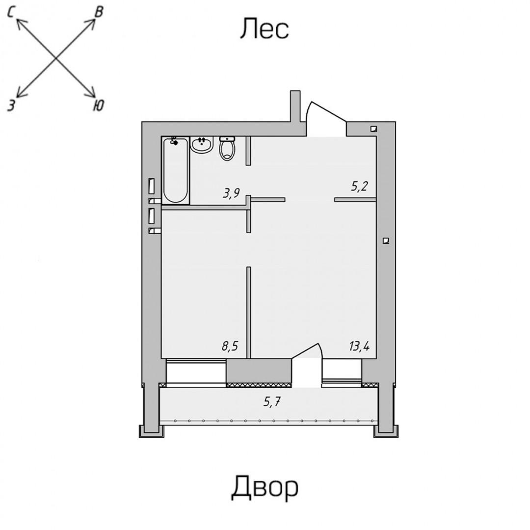 1-комнатная 33.2 м2 в ЖК undefined корпус null этаж 3