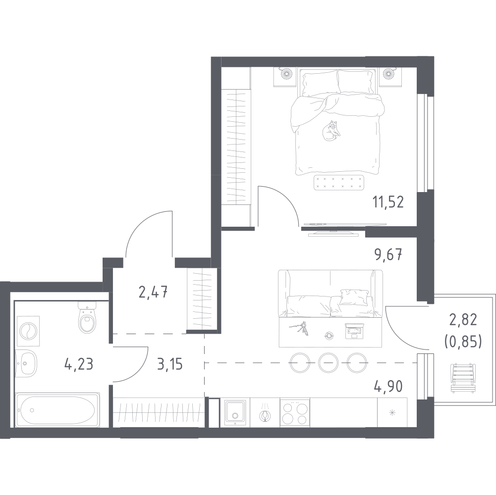 Студия 36 м2 в ЖК Донские Легенды корпус null этаж 11
