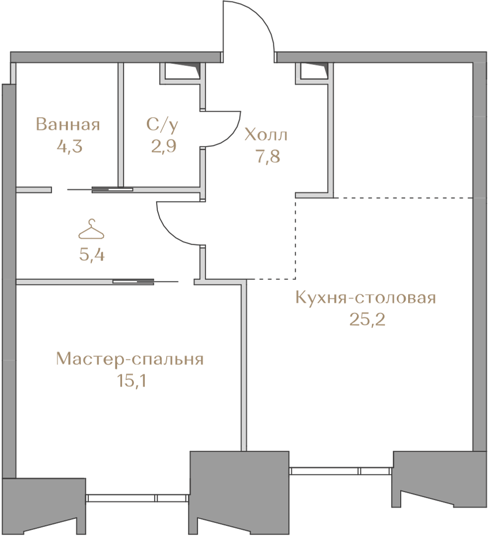1-комнатная 60 м2 в ЖК Коллекция Лужники корпус null этаж 10