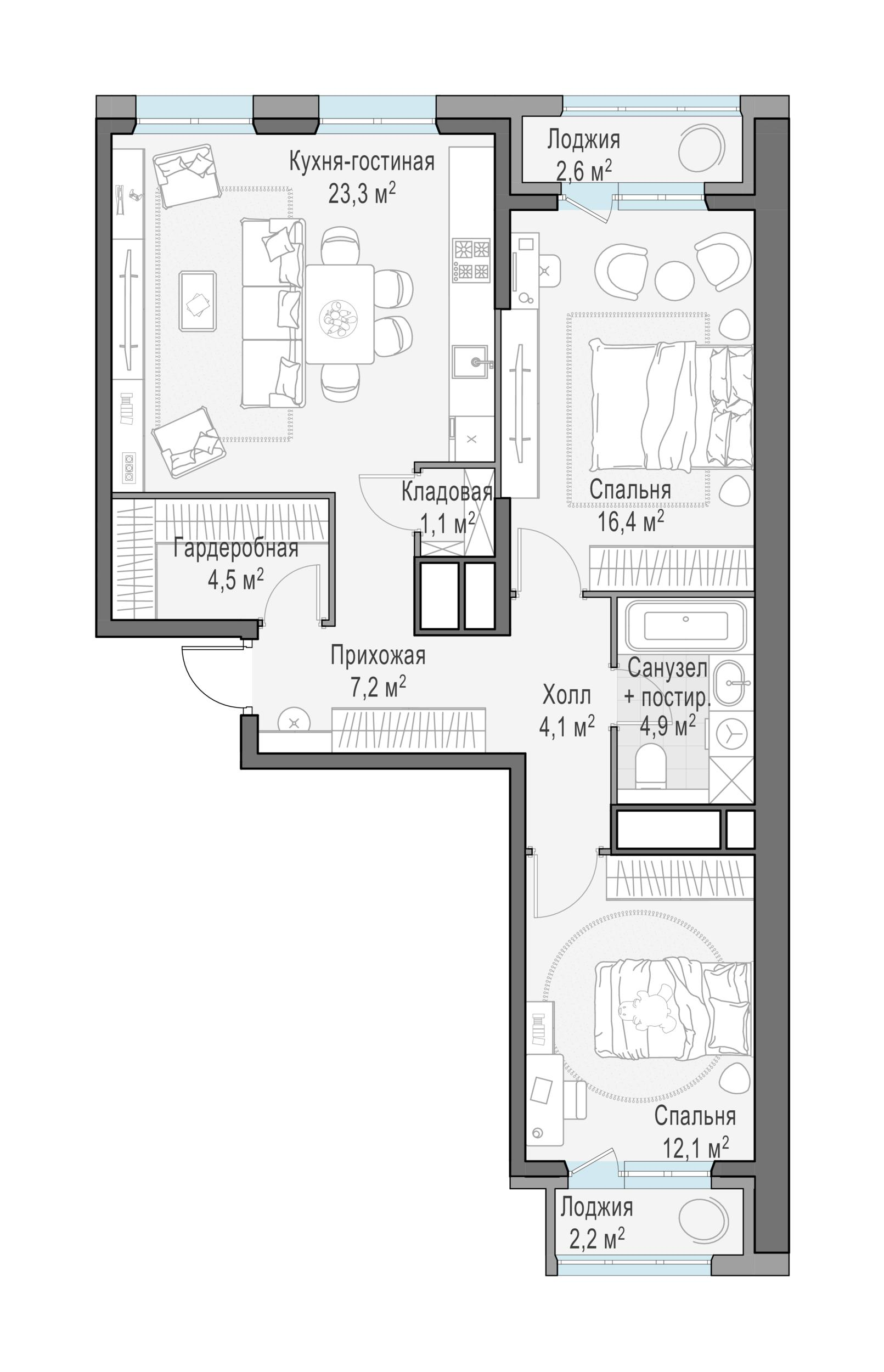 3-комнатная 75 м2 в ЖК Жилой квартал «Филатов луг» корпус null этаж 13