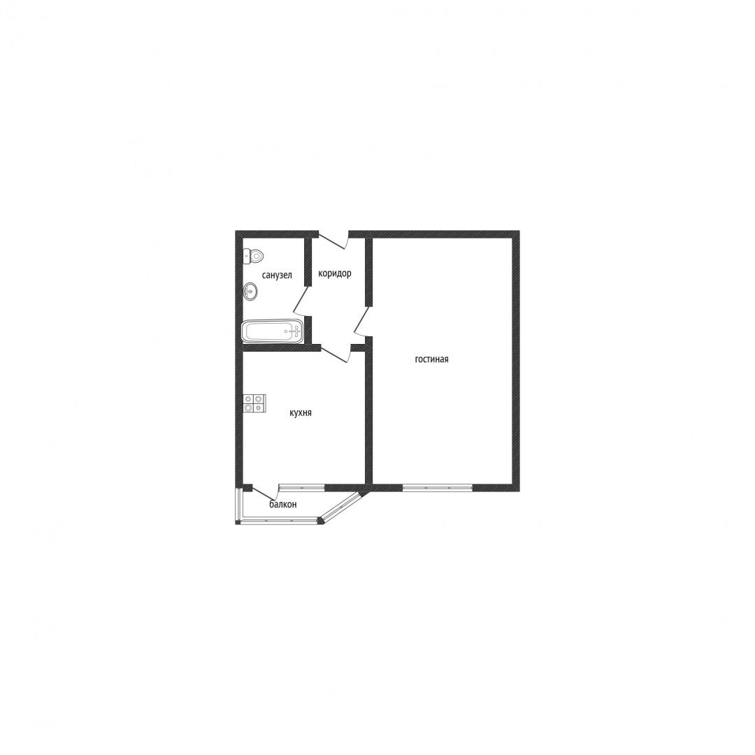 1-комнатная 39.6 м2 в ЖК undefined корпус null этаж 9