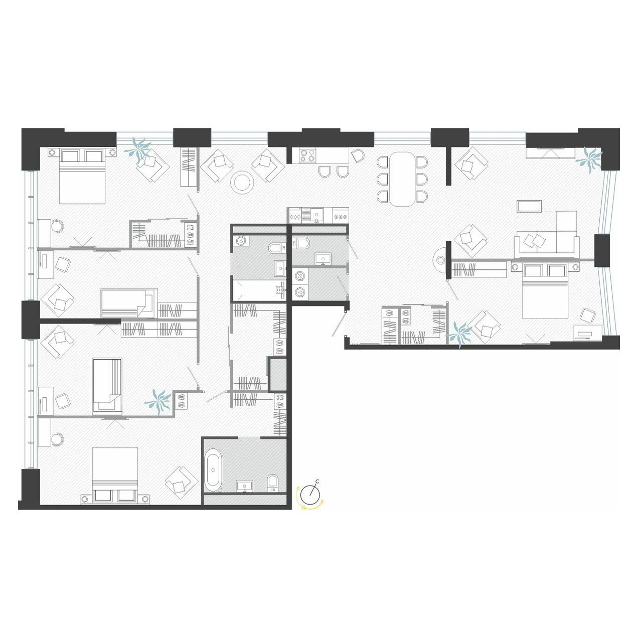 6-комнатная 191 м2 в ЖК R4 корпус null этаж 4