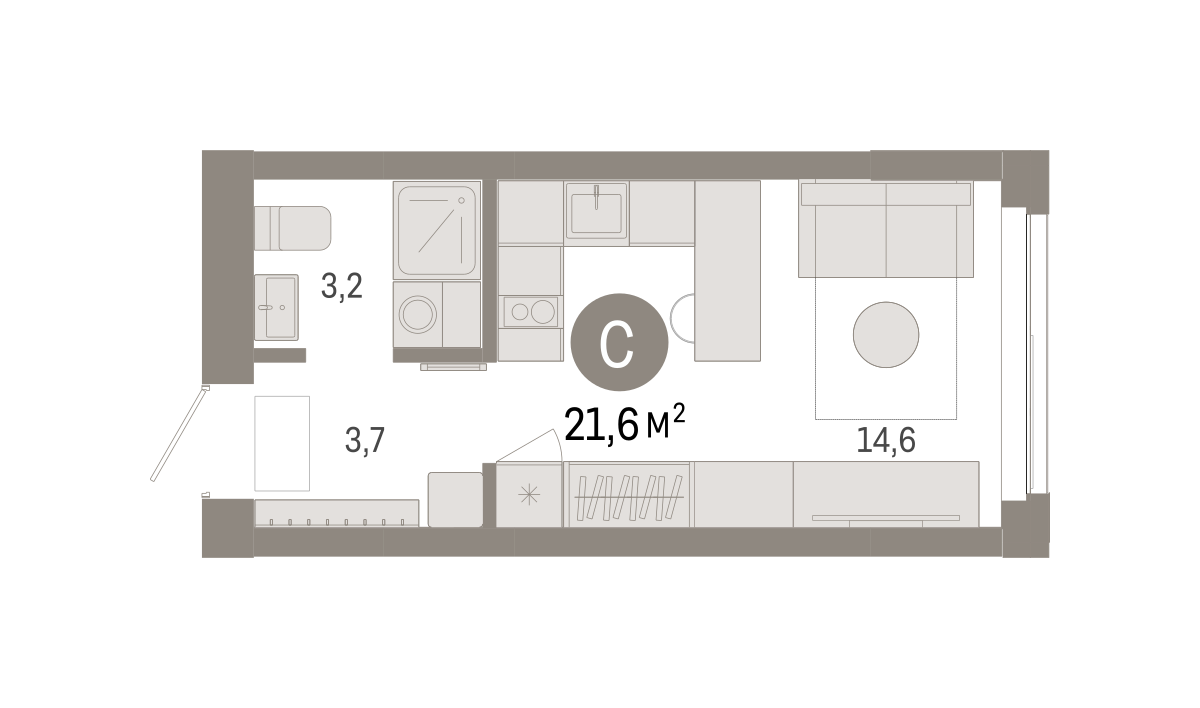 Студия 21 м2 в ЖК Европейский берег корпус null этаж 1
