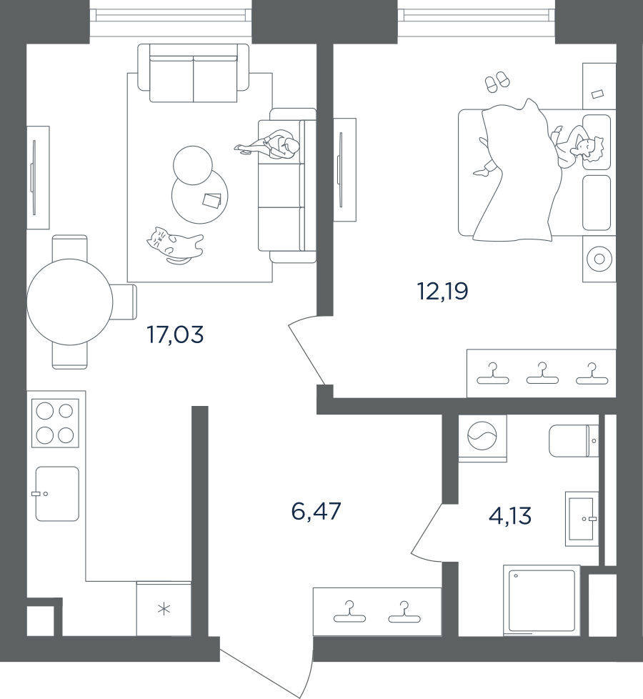 1-комнатная 39 м2 в ЖК ULTIMACity корпус null этаж 24