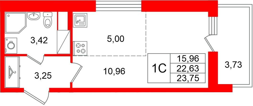 Студия 22 м2 в ЖК Астра Континенталь корпус null этаж 3