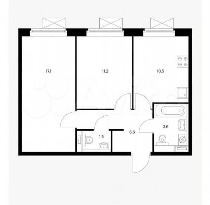 2-комнатная 50 м2 в ЖК undefined корпус null этаж 19