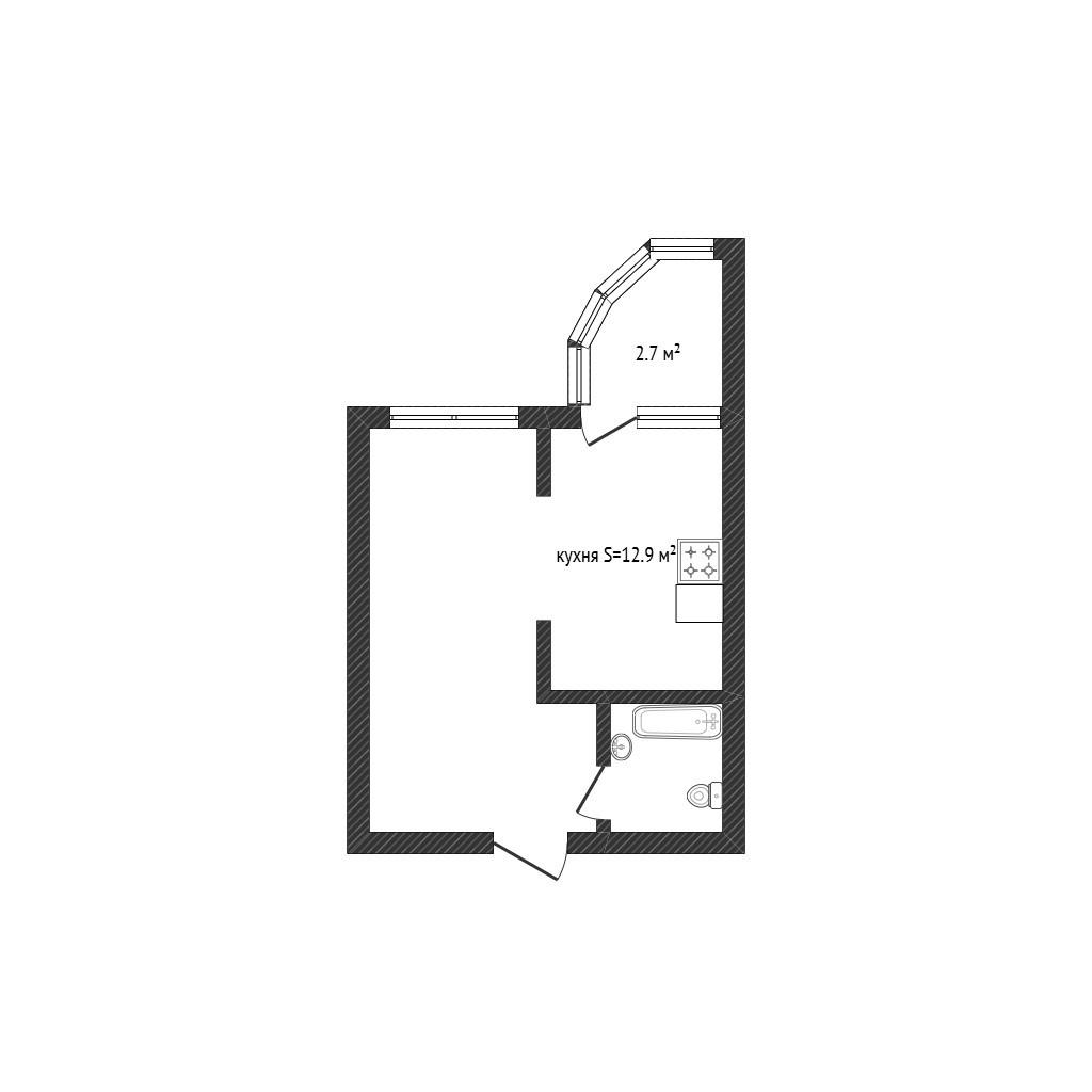 1-комнатная 44.6 м2 в ЖК undefined корпус null этаж 3