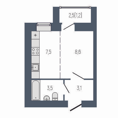 Студия 25 м2 в ЖК Философия Идеалистов на Первомайском корпус null этаж 1
