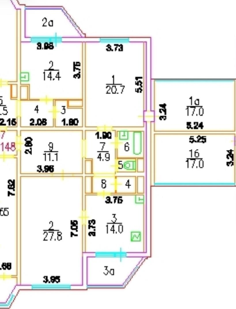3-комнатная 85.3 м2 в ЖК undefined корпус null этаж 16