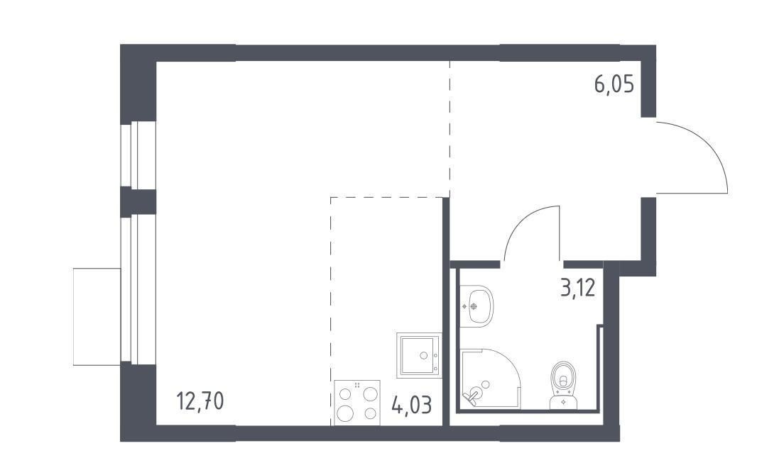 Студия 25.9 м2 в ЖК undefined корпус null этаж 3