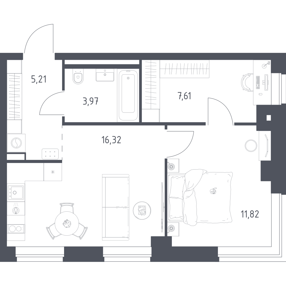 1-комнатная 44 м2 в ЖК Литературный Квартал корпус null этаж 2