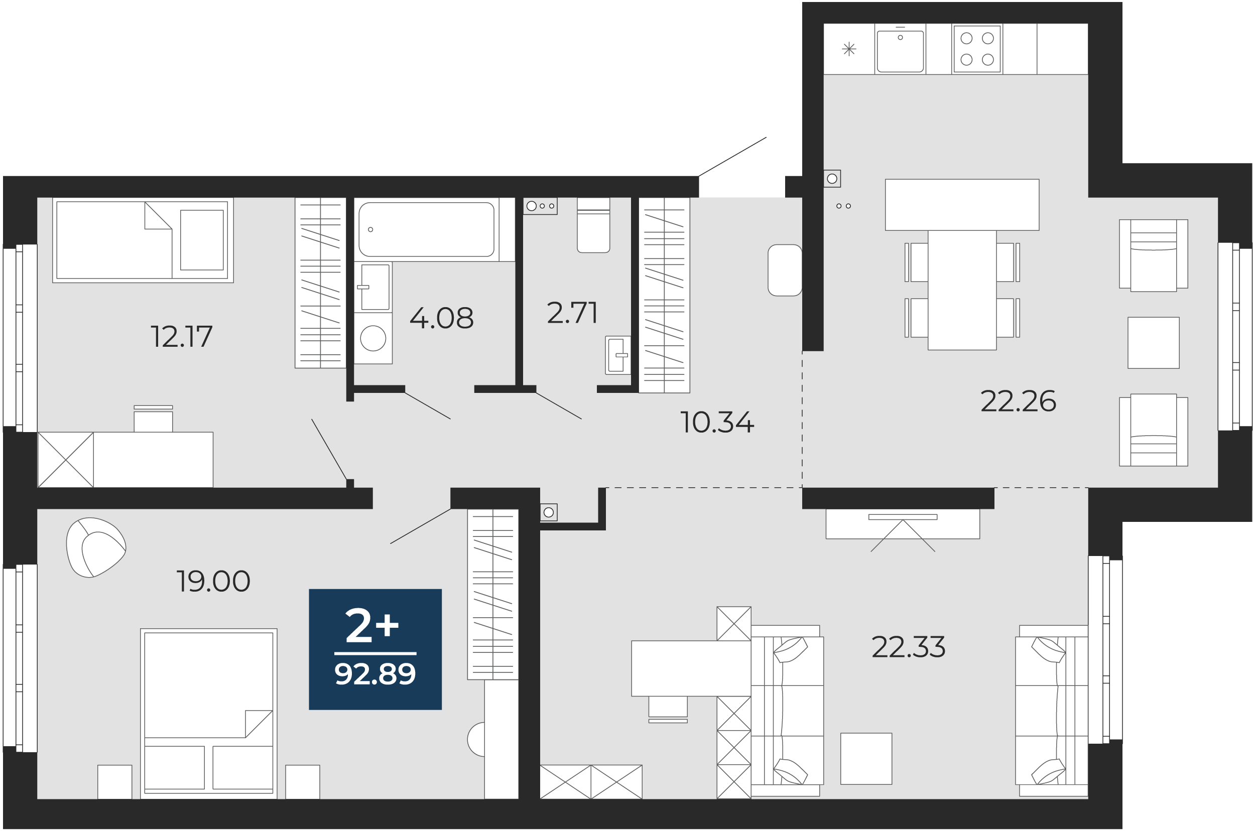 2-комнатная 92 м2 в ЖК Никольский корпус null этаж 1