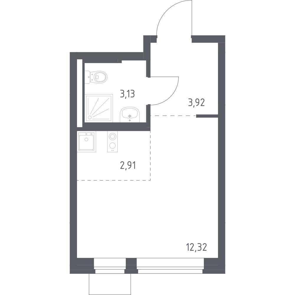 Студия 22.3 м2 в ЖК undefined корпус null этаж 5