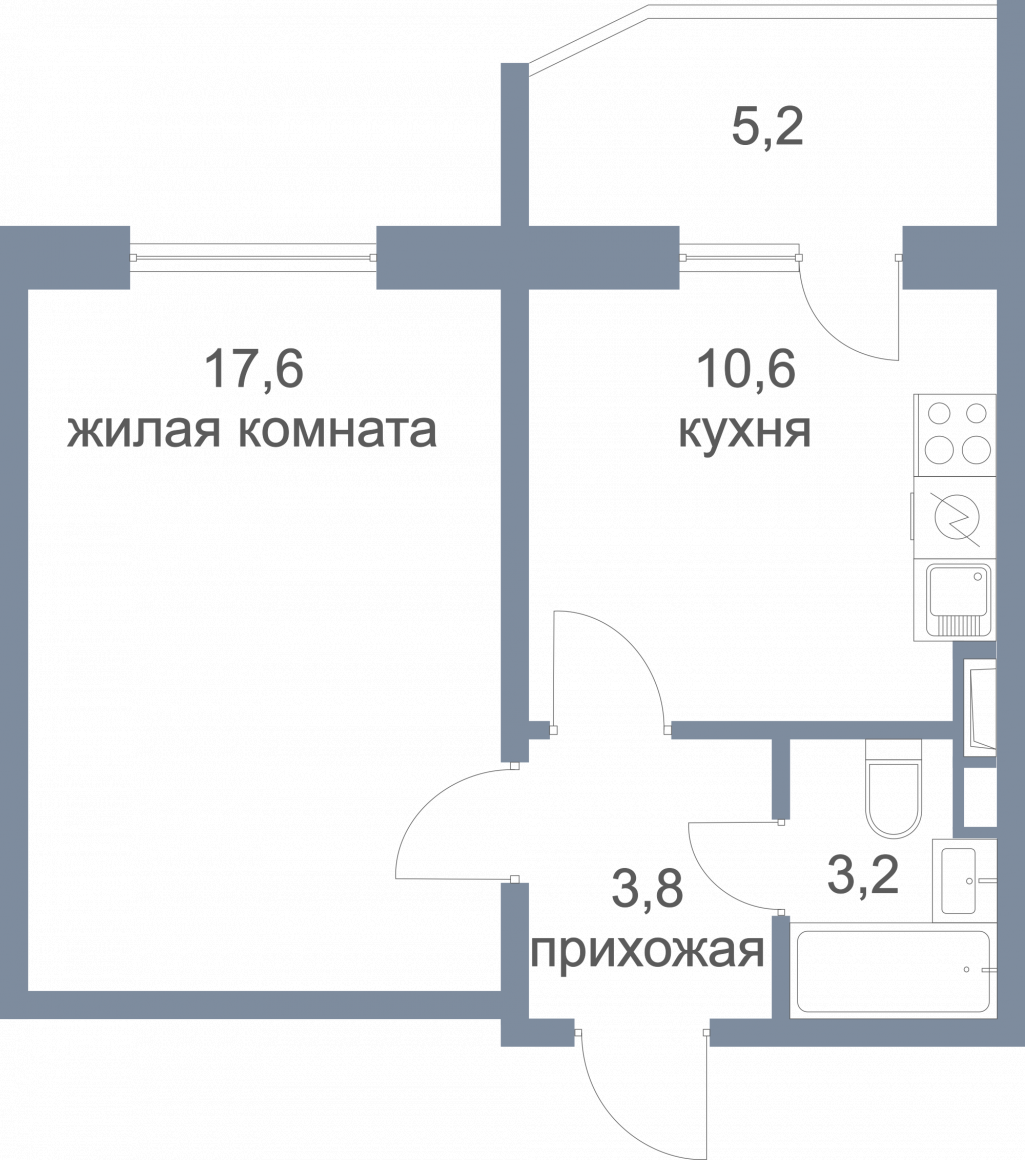 1-комнатная 40 м2 в ЖК undefined корпус null этаж 16