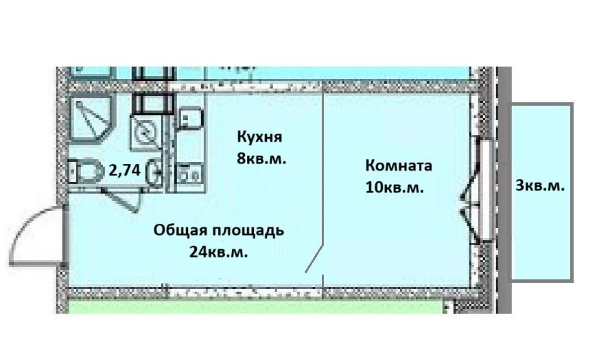 Студия 24 м2 в ЖК undefined корпус null этаж 15