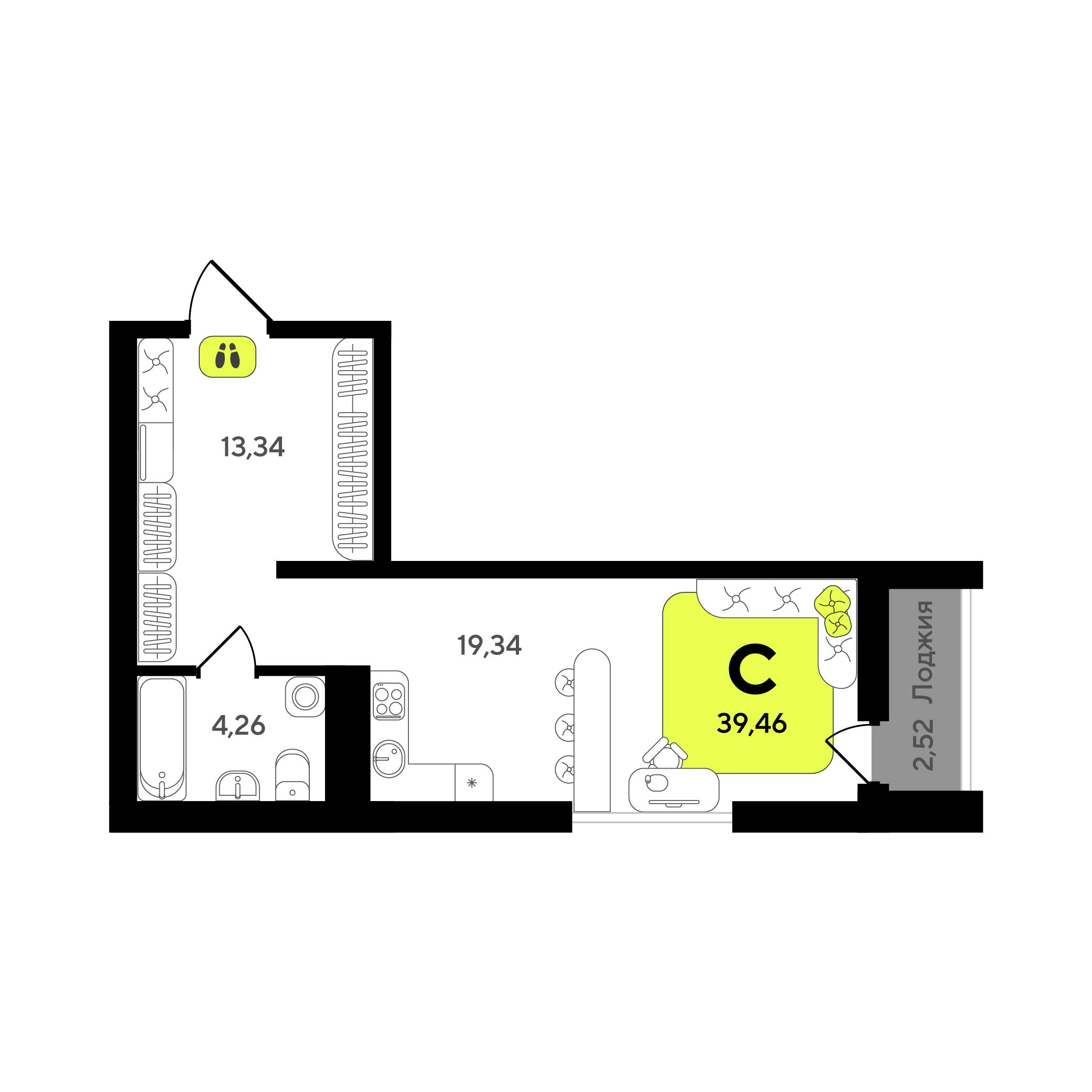 Студия 39 м2 в ЖК Окинава корпус null этаж 14
