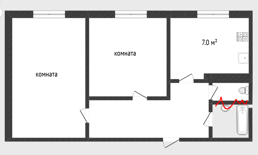 2-комнатная 44.4 м2 в ЖК undefined корпус null этаж 1