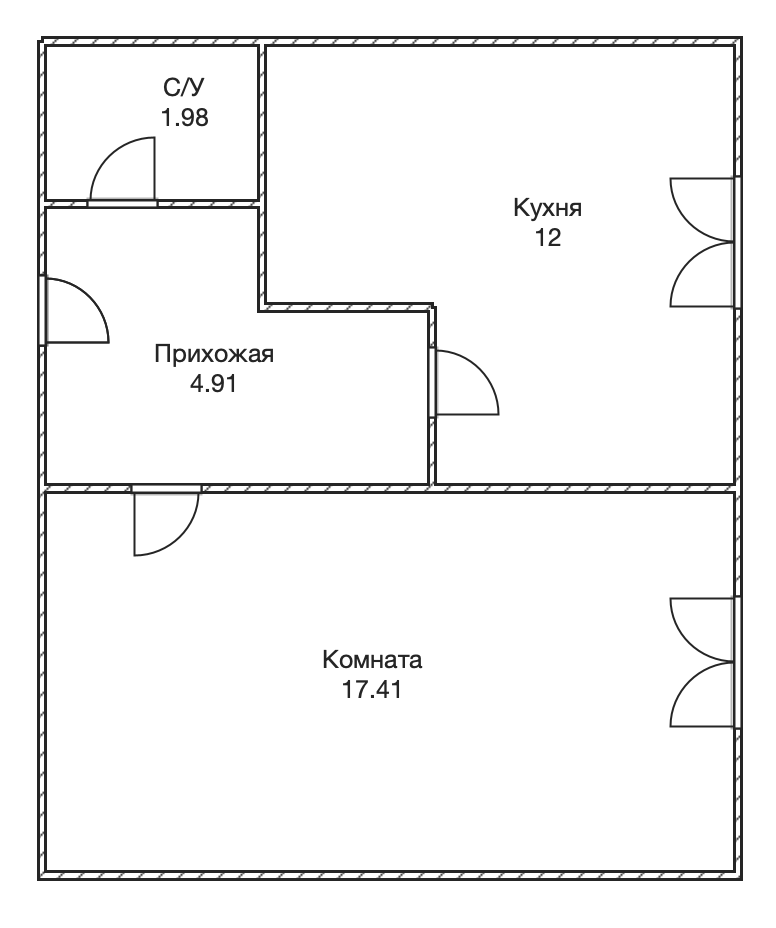 1-комнатная 37 м2 в ЖК undefined корпус null этаж 1