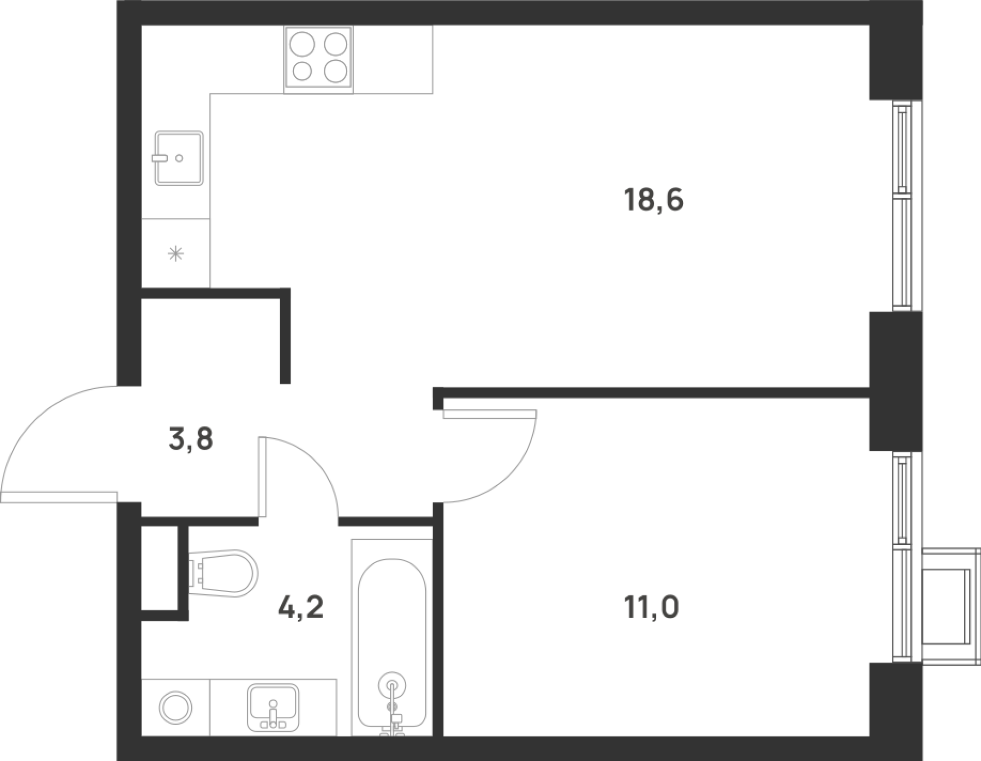 1-комнатная 37 м2 в ЖК Foreville корпус null этаж 15