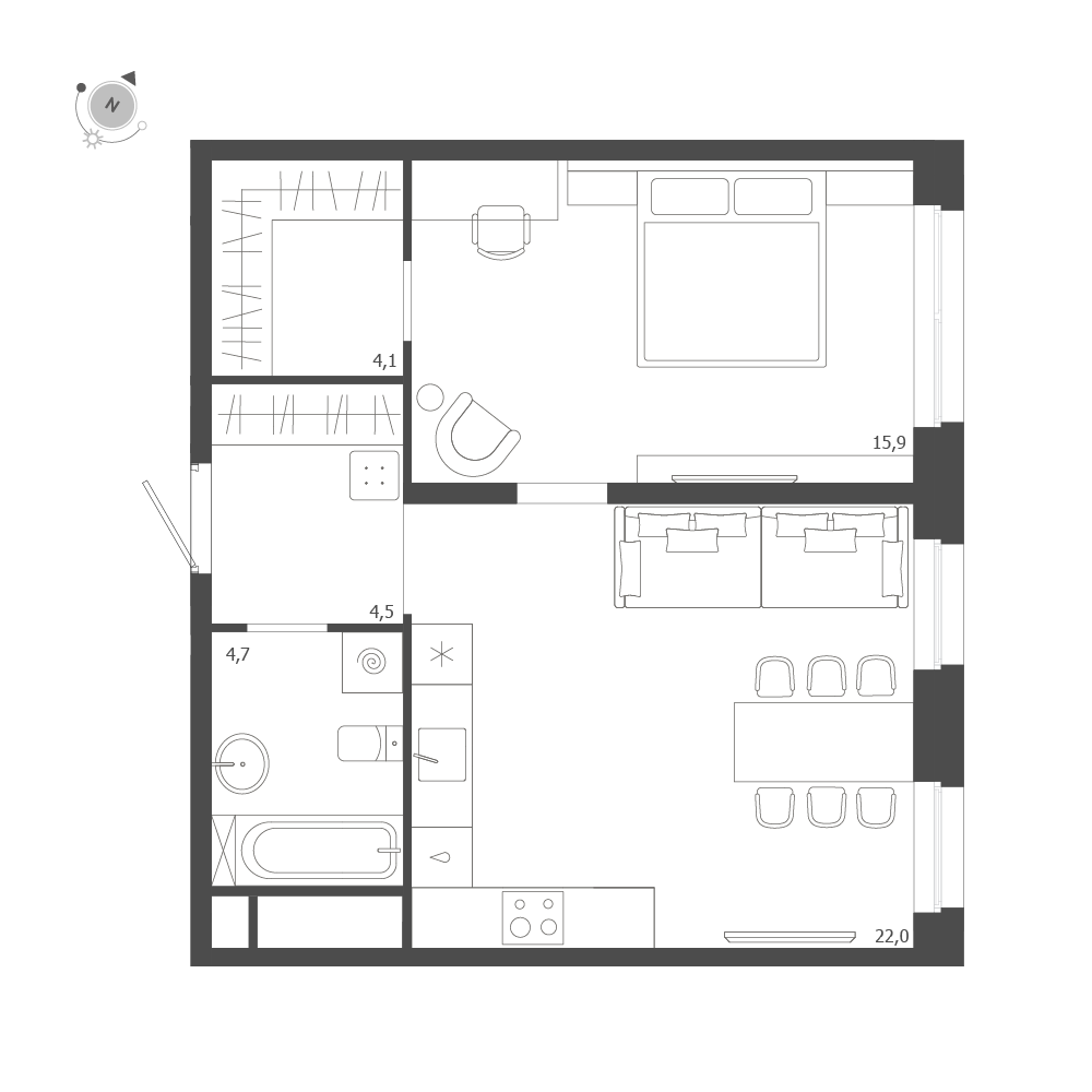1-комнатная 51 м2 в ЖК ЛДМ корпус null этаж 8