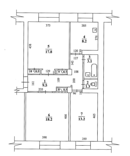 3-комнатная 72.8 м2 в ЖК undefined корпус null этаж 1