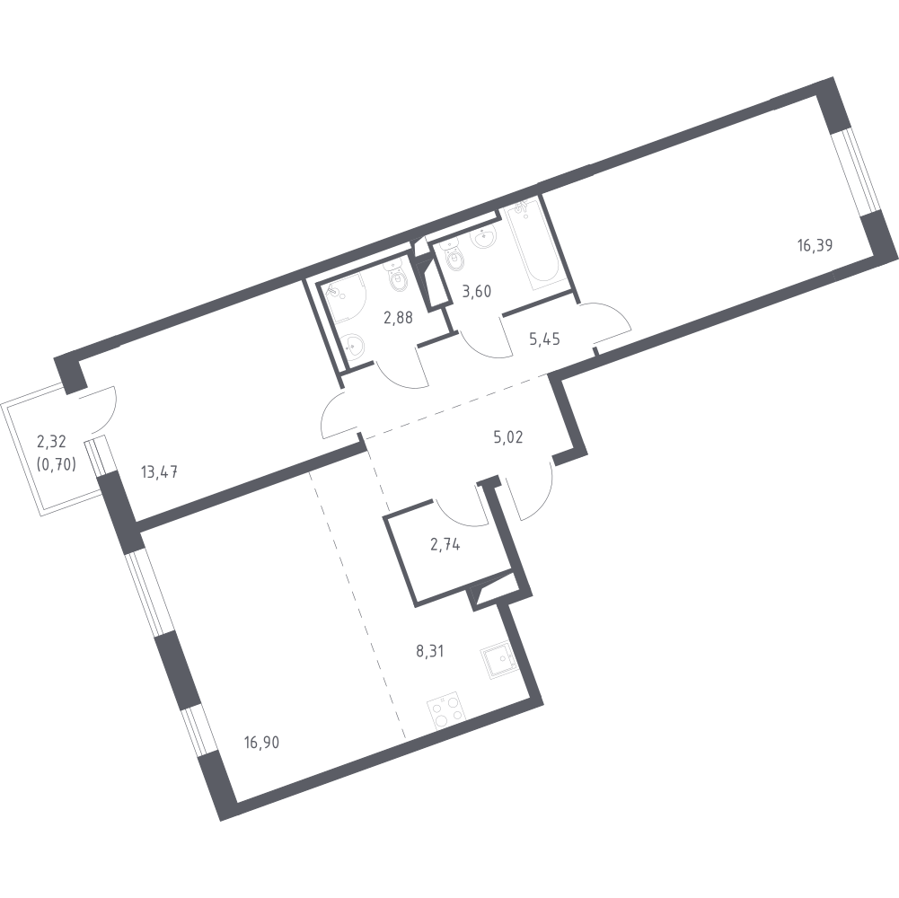 Студия 75 м2 в ЖК Квартал Лаголово корпус null этаж 7